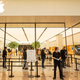 People queue up to enter the Apple store at Chadstone Shopping Centre on October 28, 2020 in Melbourne, Australia.